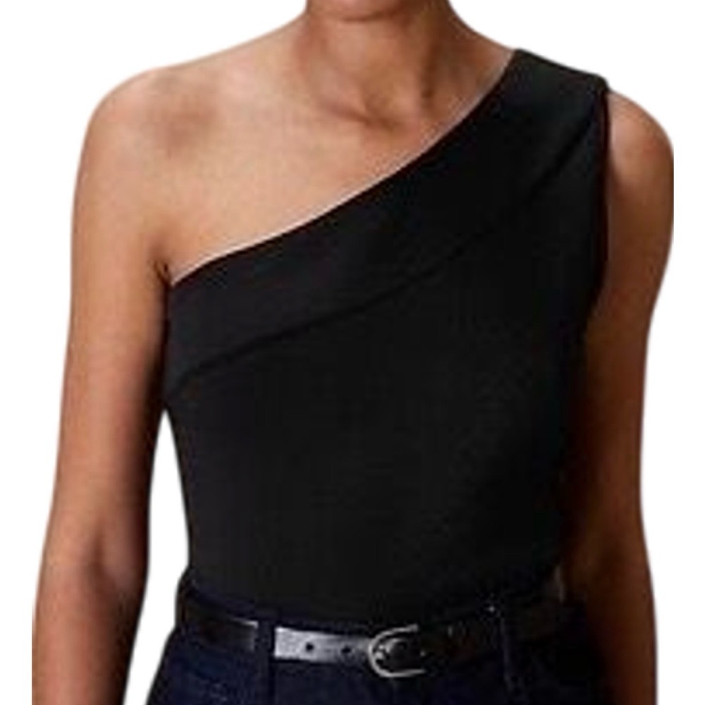 NWT Banana Republic Elegant Black One Shoulder Soft Asymmetrical Top